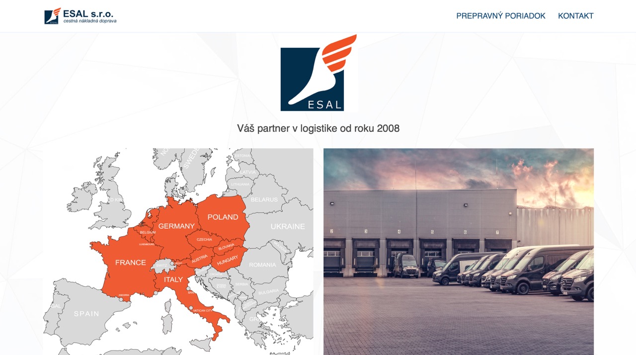 Esal – screenshot webu