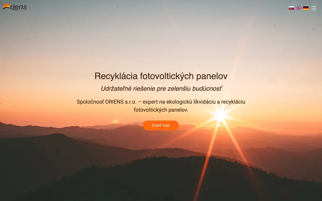 Webová stránka Oriens