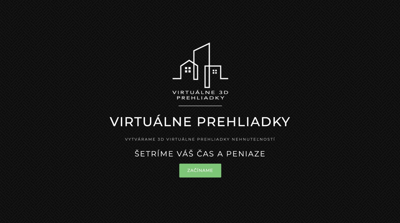 Virtuálne 3D prehliadky – screenshot webu